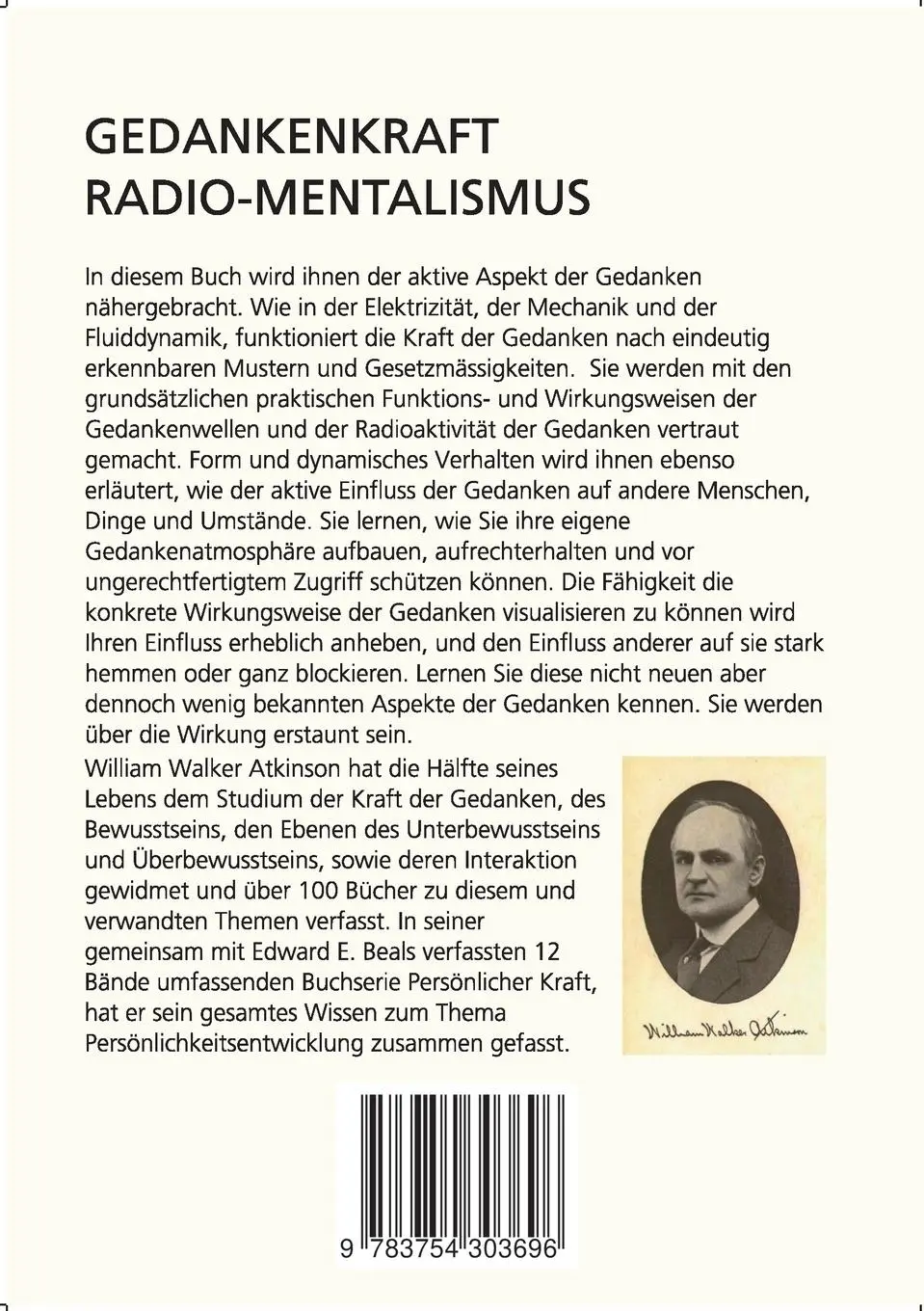 Rückseite: 9783754303696 | Gedanken-Kraft | Radio-Mentalismus | William Walker Atkinson (u. a.)