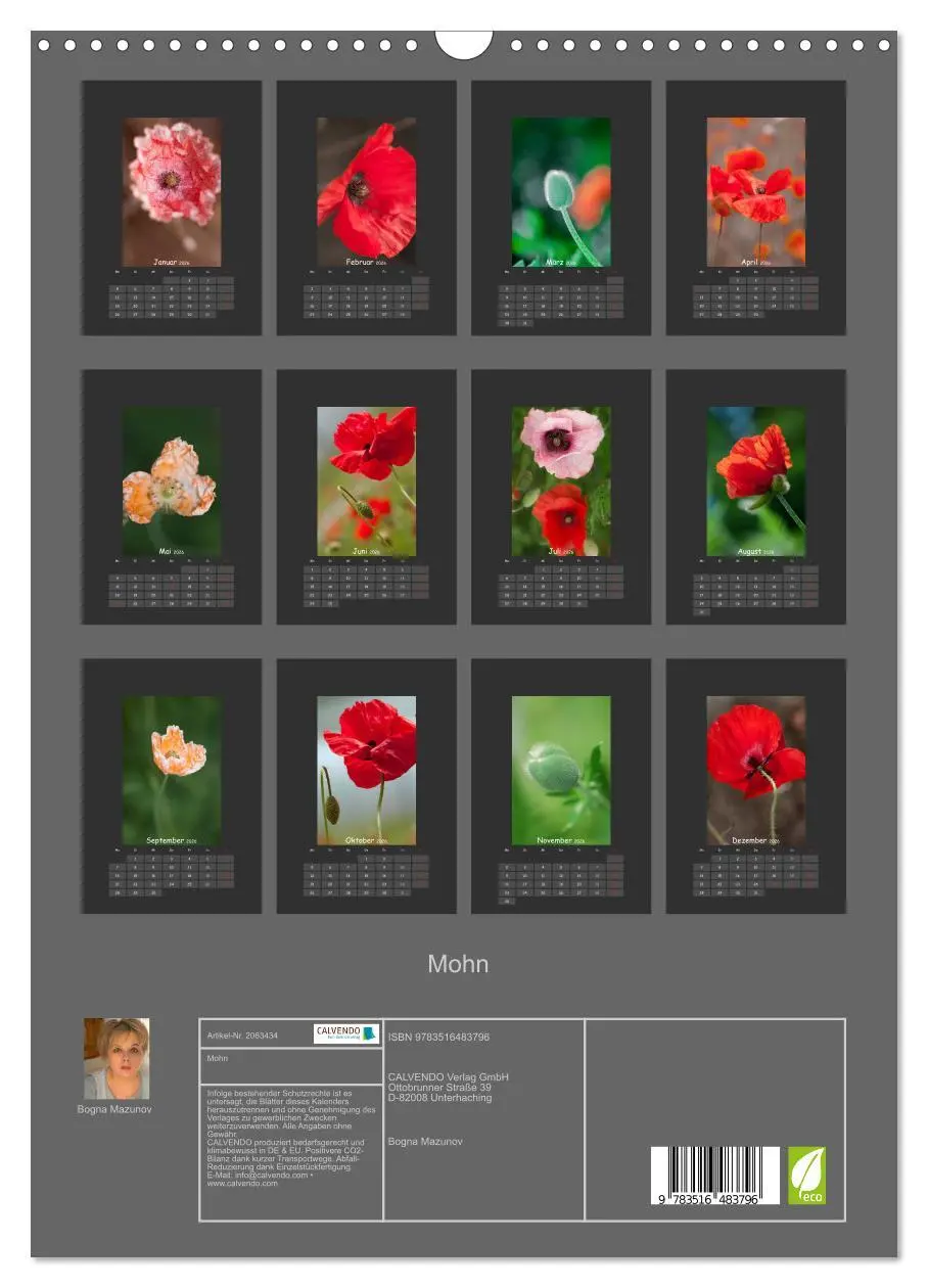 Bild: 9783516483796 | Mohn (Wandkalender 2026 DIN A3 hoch), CALVENDO Monatskalender | 2026