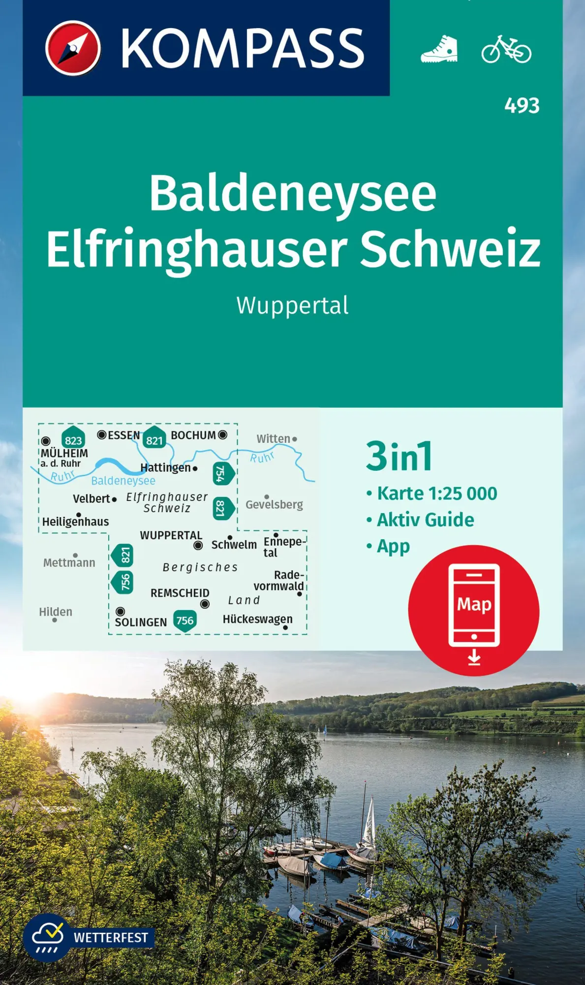 Cover: 9783991213796 | KOMPASS Wanderkarte 493 Baldeneysee, Elfringhauser Schweiz,...
