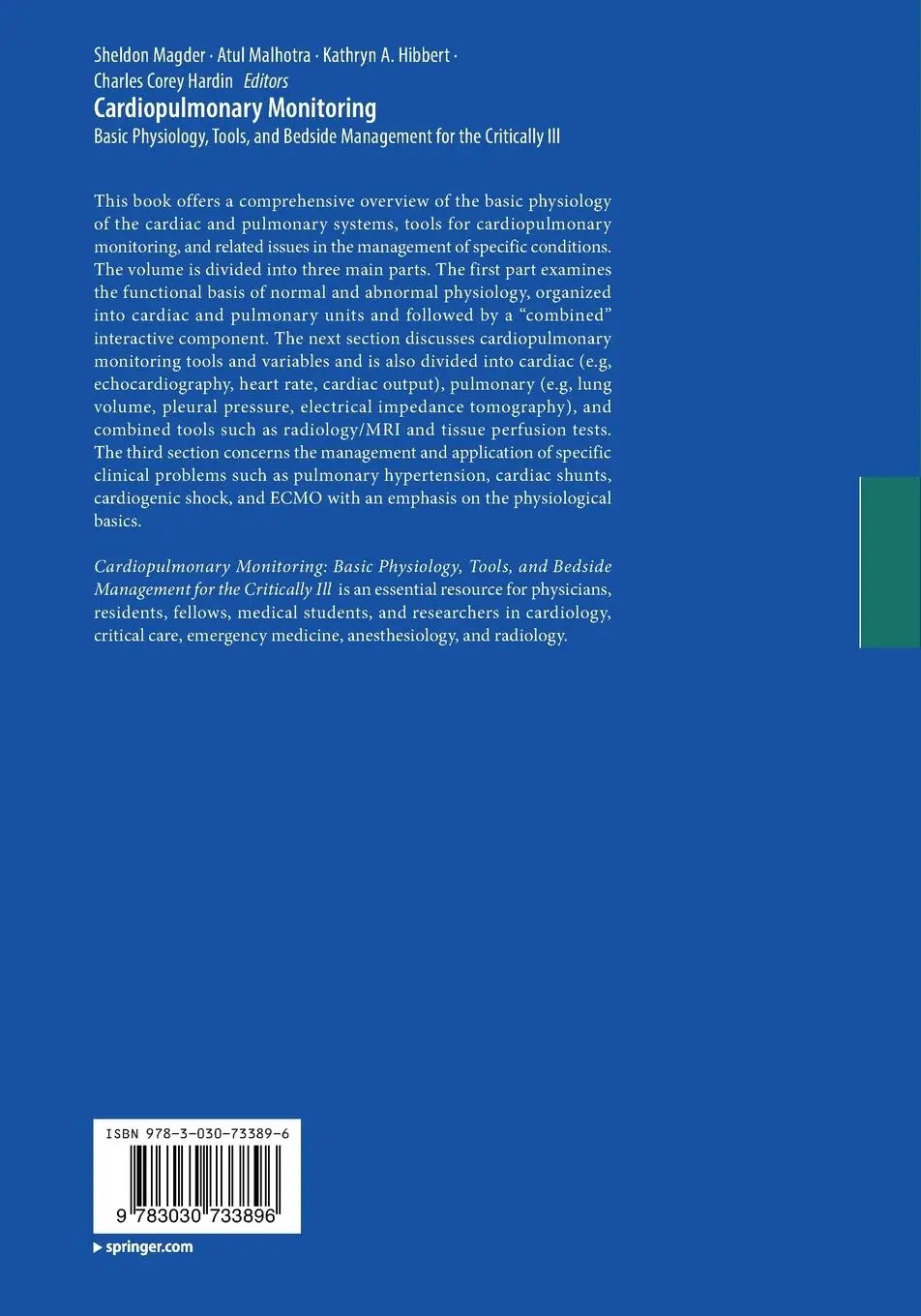 Rückseite: 9783030733896 | Cardiopulmonary Monitoring | Sheldon Magder (u. a.) | Taschenbuch