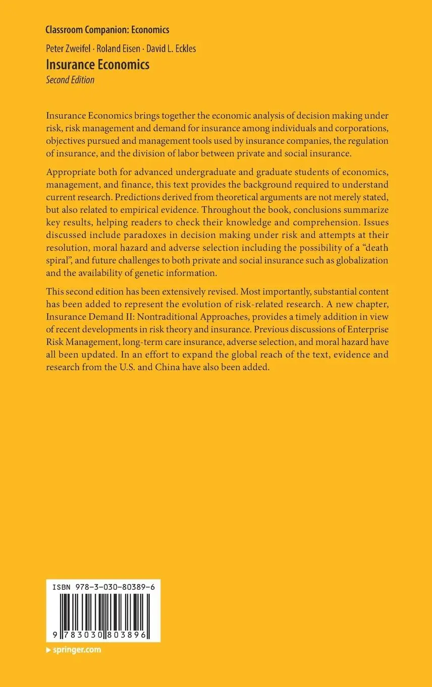 Rückseite: 9783030803896 | Insurance Economics | Peter Zweifel (u. a.) | Buch | xix | Englisch