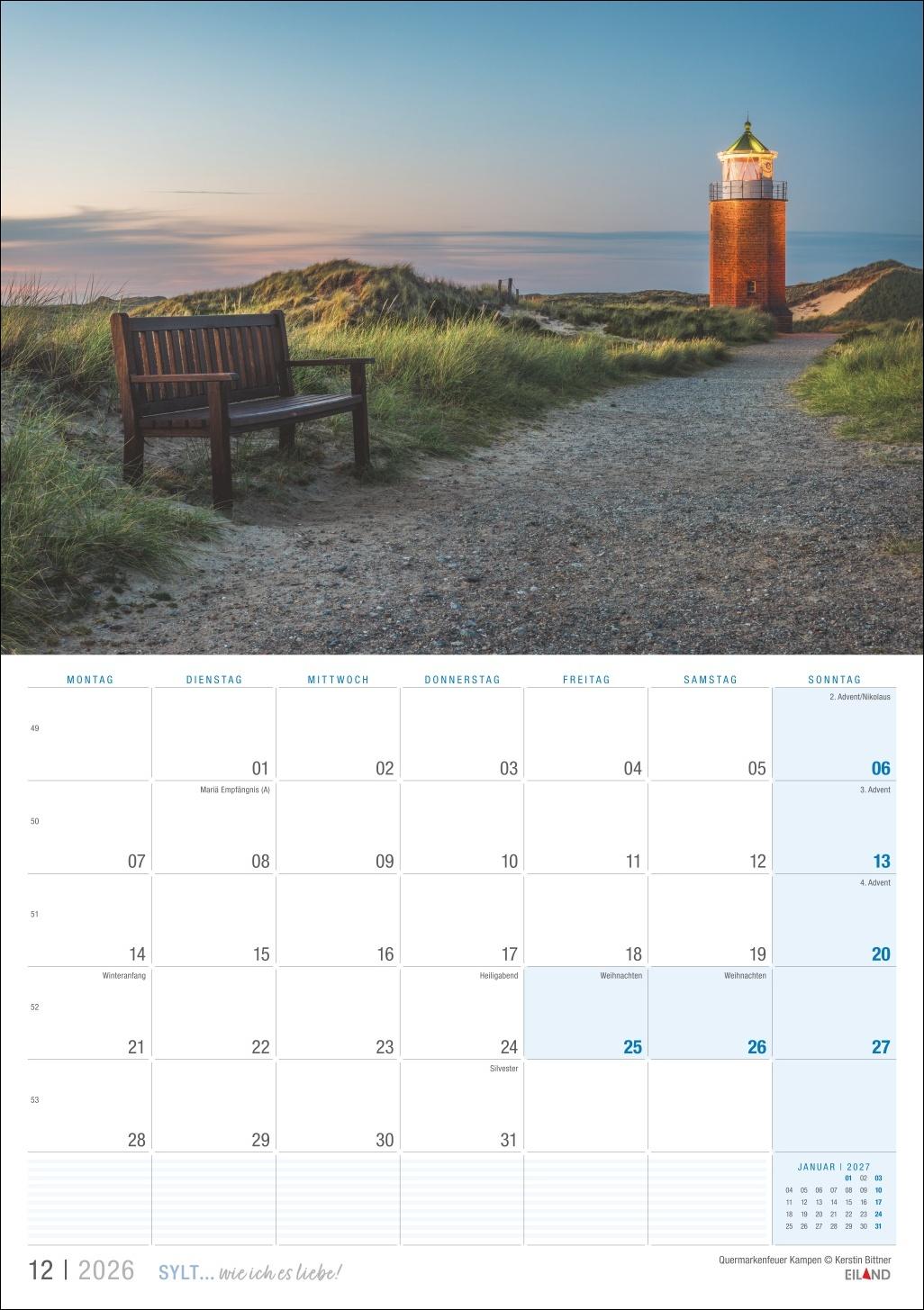 Bild: 9783964023896 | Sylt ... wie ich es liebe Kalender 2026 | Eiland | Kalender | 13 S.