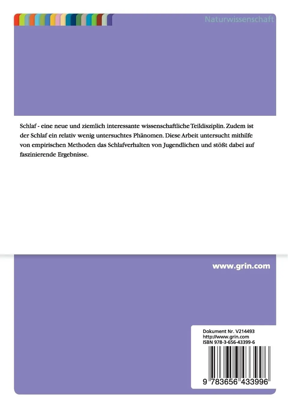 Rückseite: 9783656433996 | Untersuchung zum Schlafverhalten von Jugendlichen | Raunaq Miah | Buch