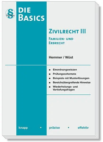 Cover: 9783968383996 | Die Basics Zivilrecht III -Familien- und Erbrecht | Hemmer (u. a.)