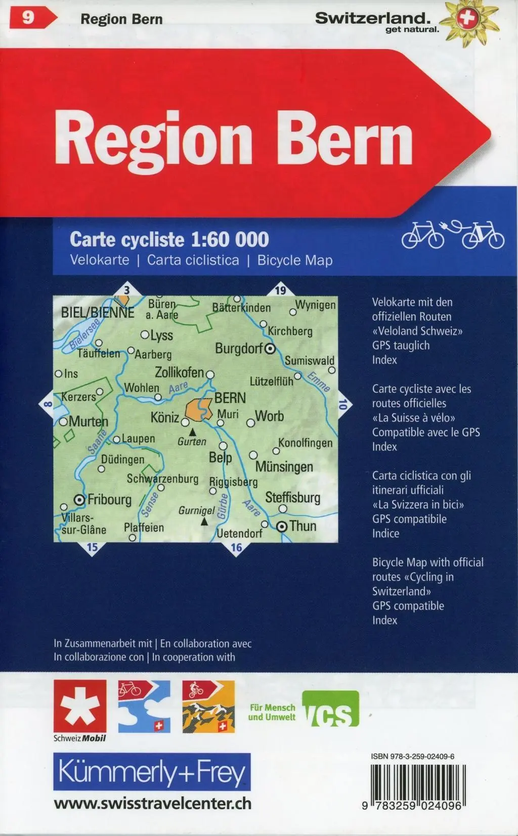 Bild: 9783259024096 | Region Bern Nr. 09 Velokarte 1:60 000 | Hallwag Kümmerly+Frey AG