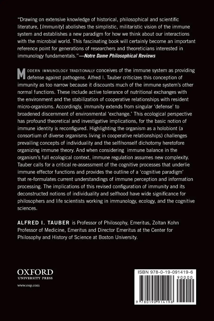 Rückseite: 9780190914196 | Immunity | The Evolution of an Idea | Alfred I Tauber | Taschenbuch