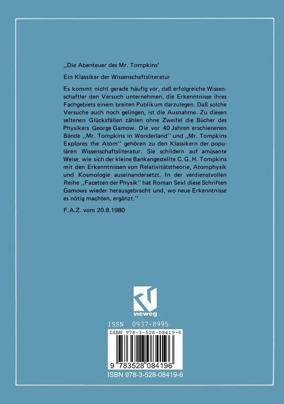 Rückseite: 9783528084196 | Mr. Tompkins' seltsame Reisen durch Kosmos und Mikrokosmos | Gamov