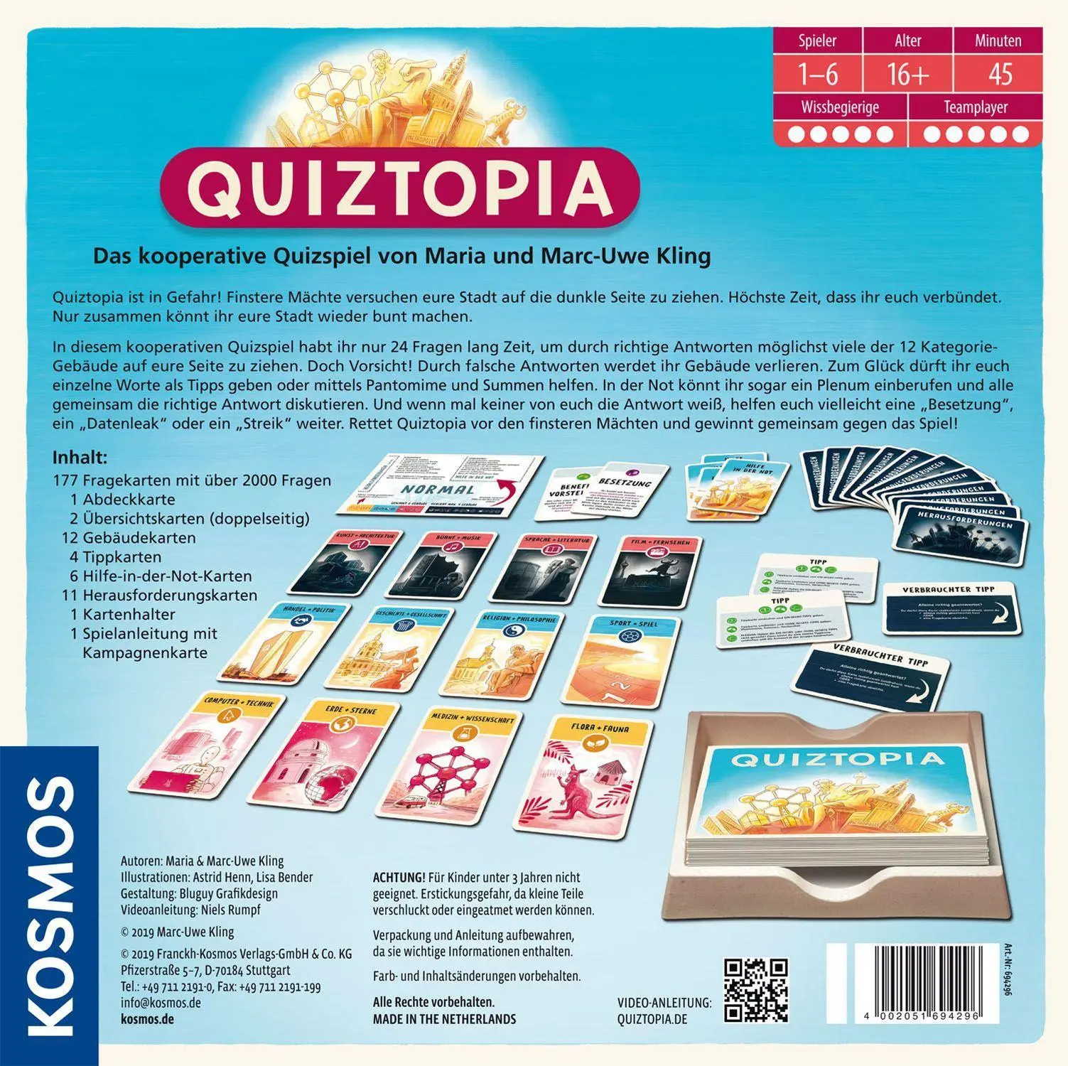 Bild: 4002051694296 | Quiztopia | 1 - 6 Spieler | Marc-Uwe Kling | Spiel | Brettspiel | 2019