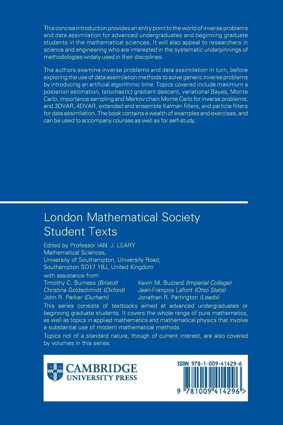 Rückseite: 9781009414296 | Inverse Problems and Data Assimilation | Daniel Sanz-Alonso (u. a.)