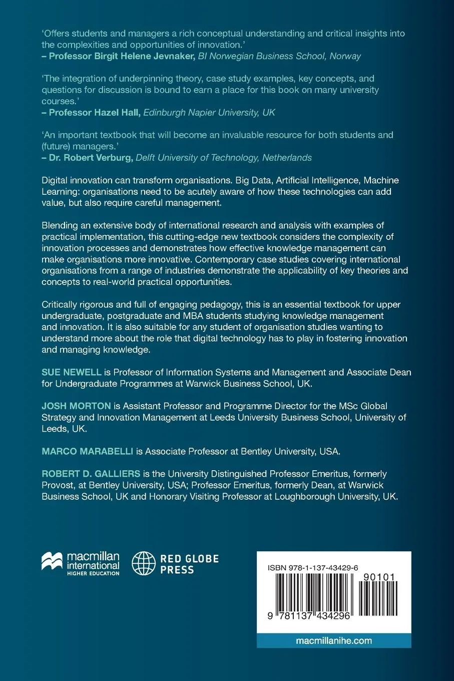 Rückseite: 9781137434296 | Managing Digital Innovation | A Knowledge Perspective | Newell (u. a.)