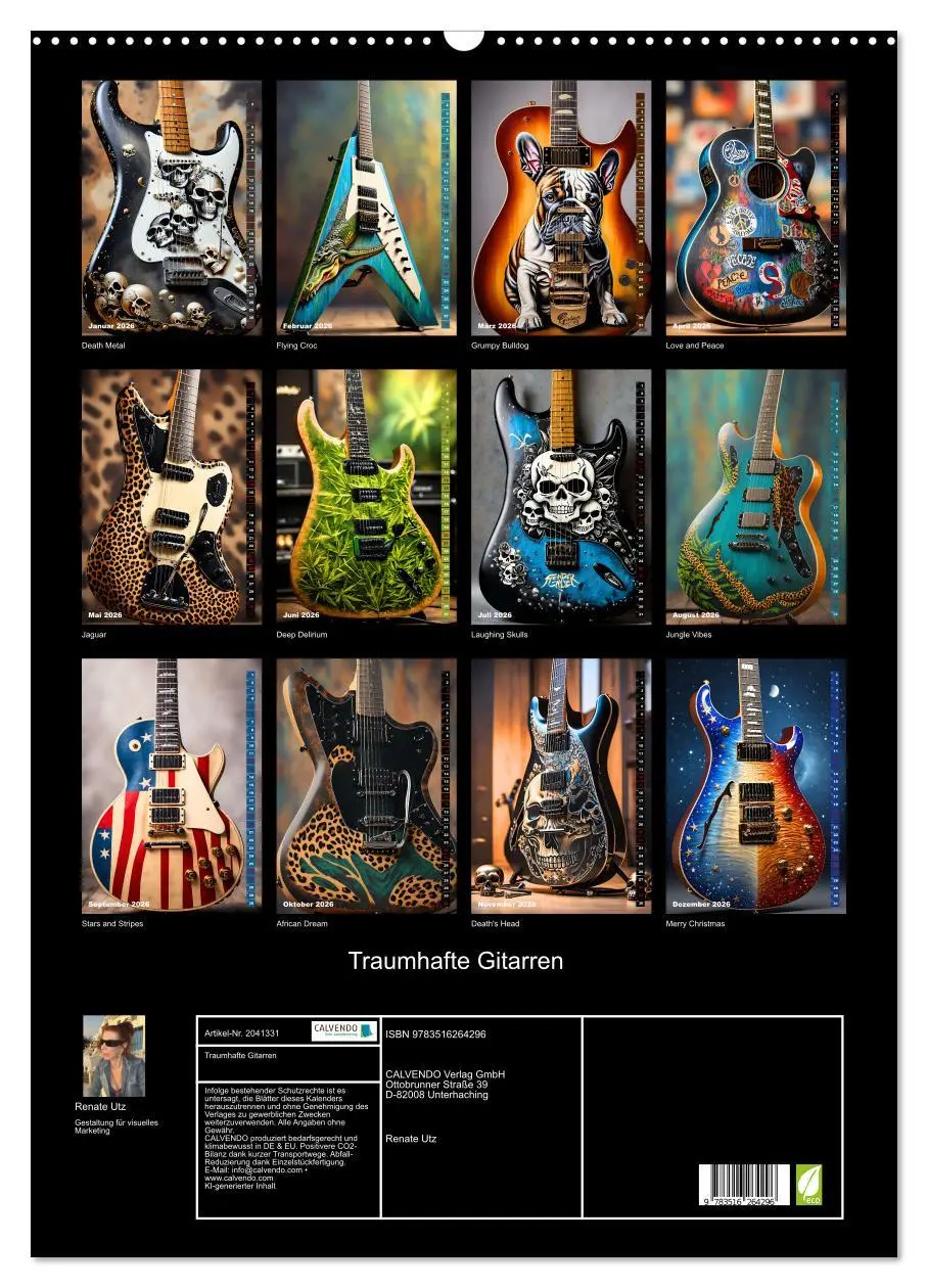 Bild: 9783516264296 | Traumhafte Gitarren (Wandkalender 2026 DIN A2 hoch), CALVENDO...