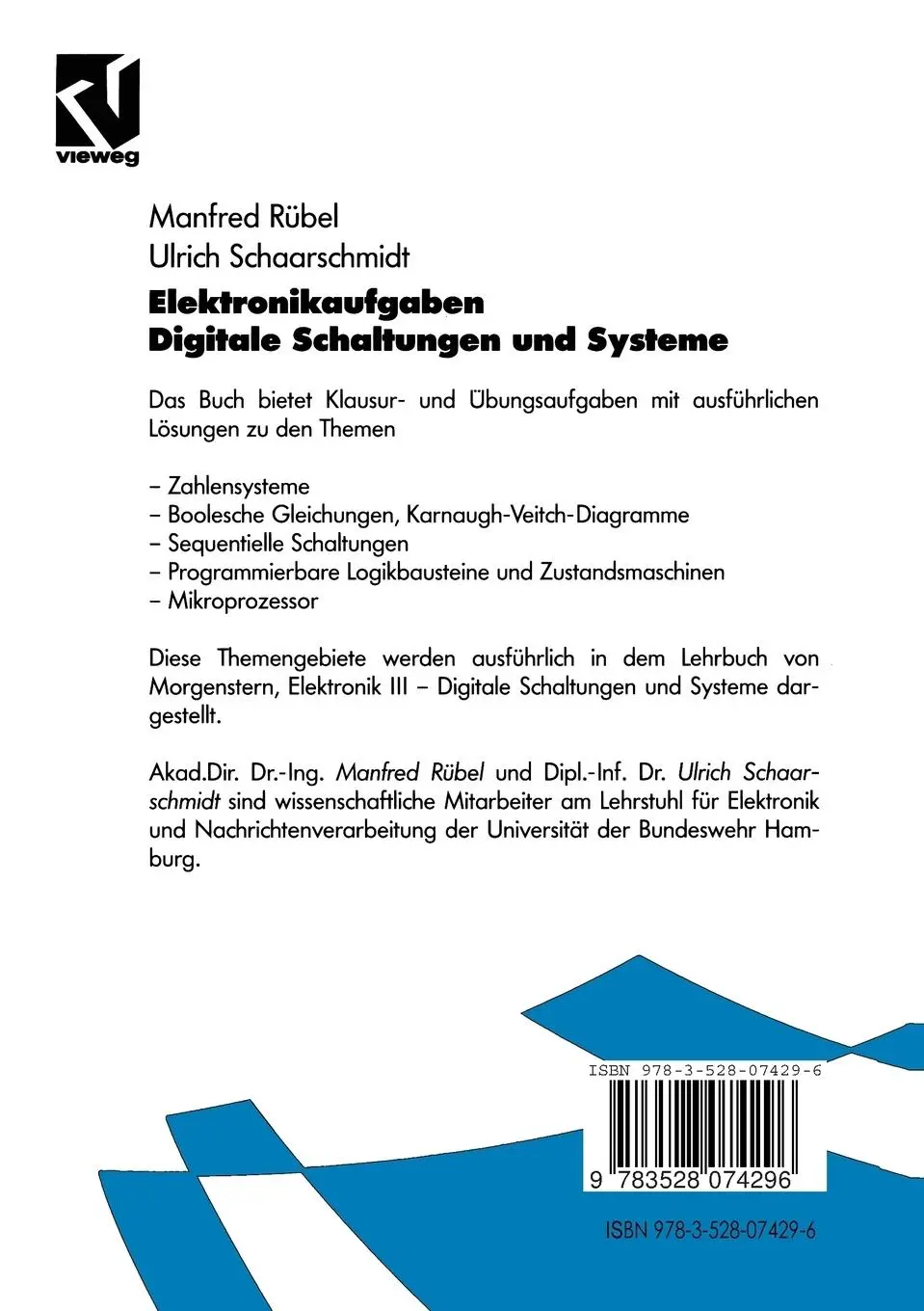 Rückseite: 9783528074296 | Elektronik-Aufgaben Digitale Schaltungen und Systeme | Taschenbuch | x