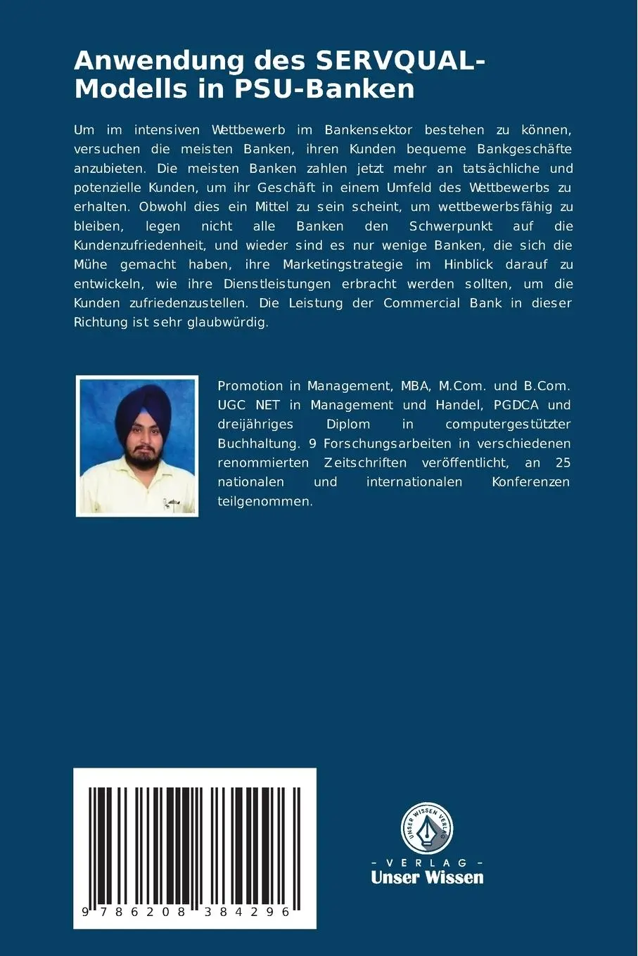 Rückseite: 9786208384296 | Anwendung des SERVQUAL-Modells in PSU-Banken | Parampreet Singh | Buch