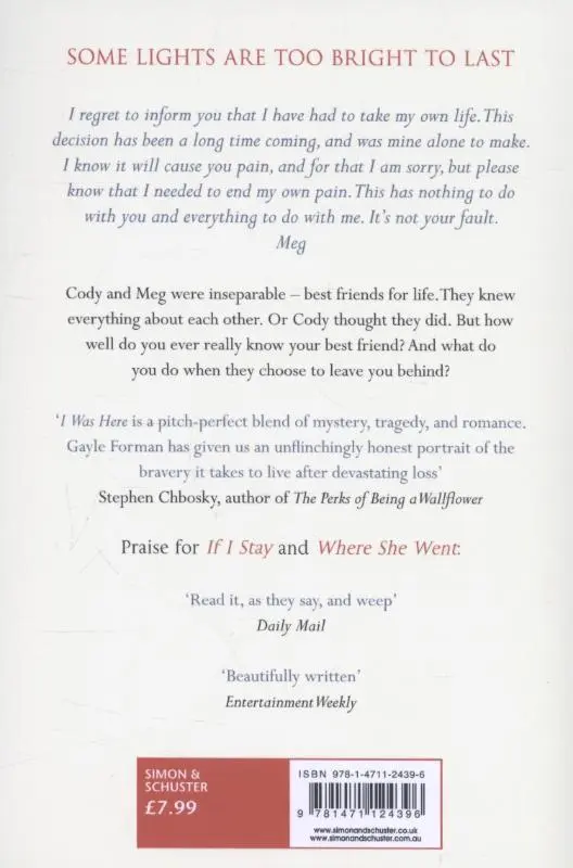 Rückseite: 9781471124396 | I Was Here | Gayle Forman | Taschenbuch | 280 S. | Englisch | 2015