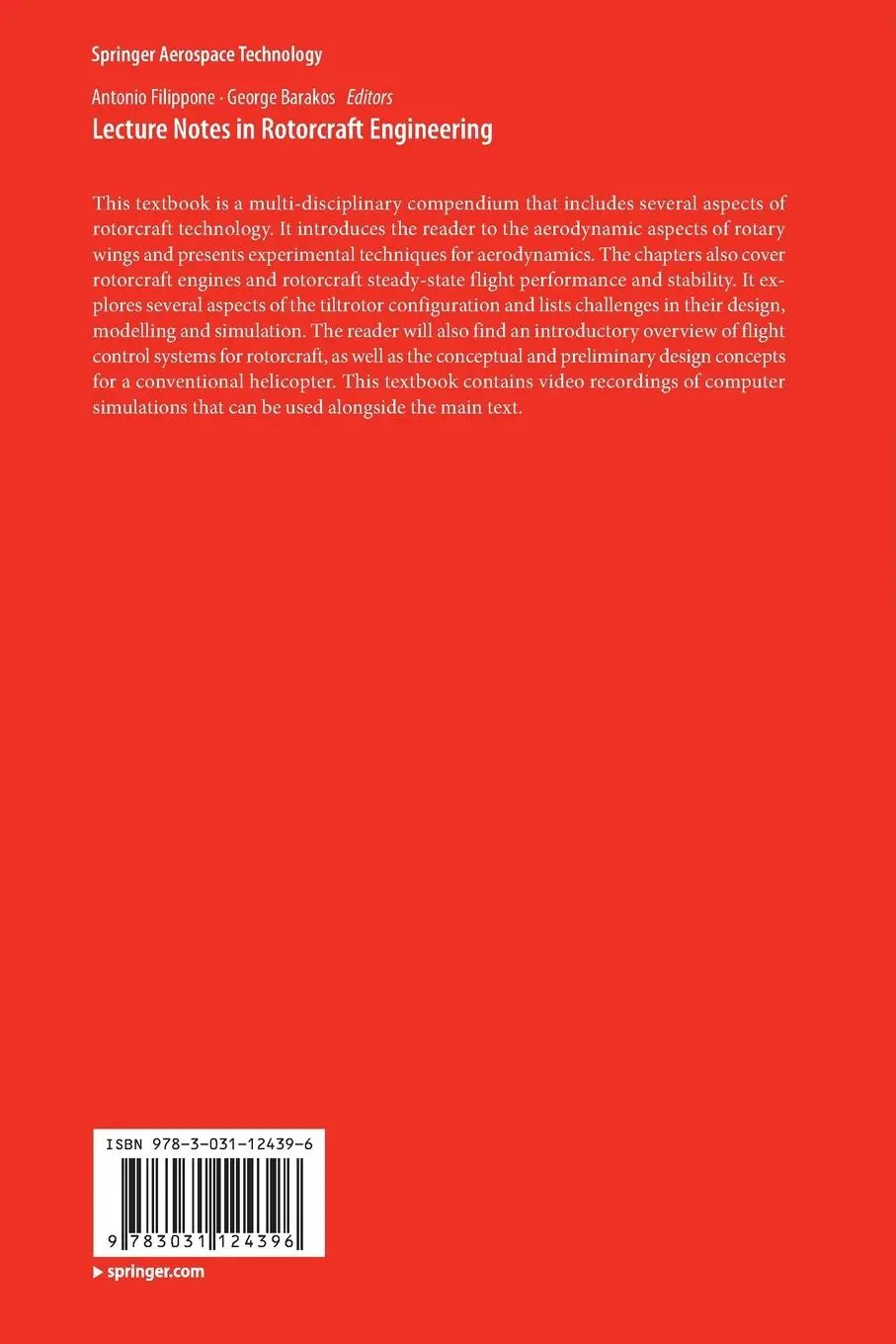 Rückseite: 9783031124396 | Lecture Notes in Rotorcraft Engineering | Antonio Filippone (u. a.)