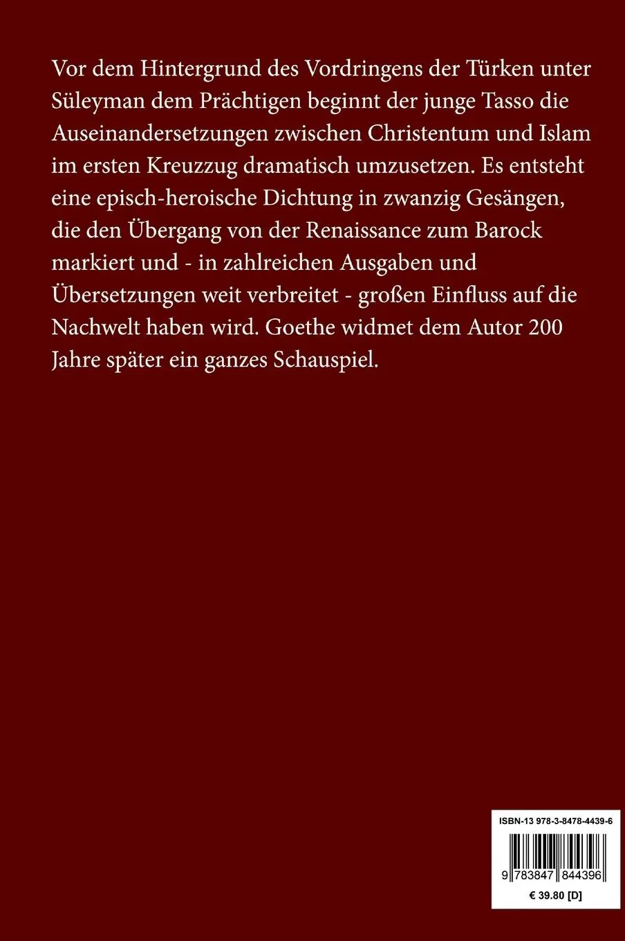 Rückseite: 9783847844396 | Das befreite Jerusalem (Großdruck) | Torquato Tasso | Buch | 660 S.