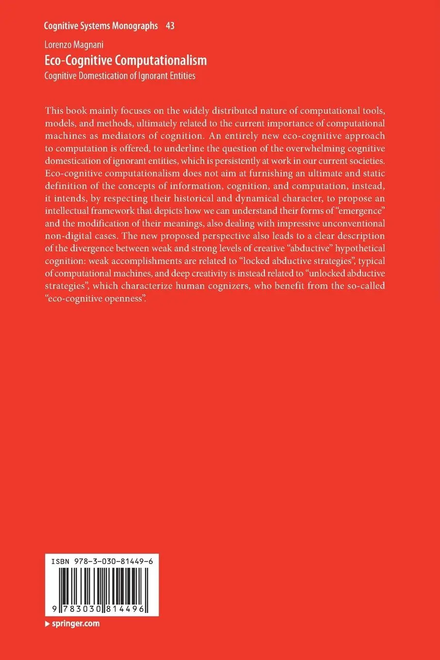 Rückseite: 9783030814496 | Eco-Cognitive Computationalism | Lorenzo Magnani | Taschenbuch | xv