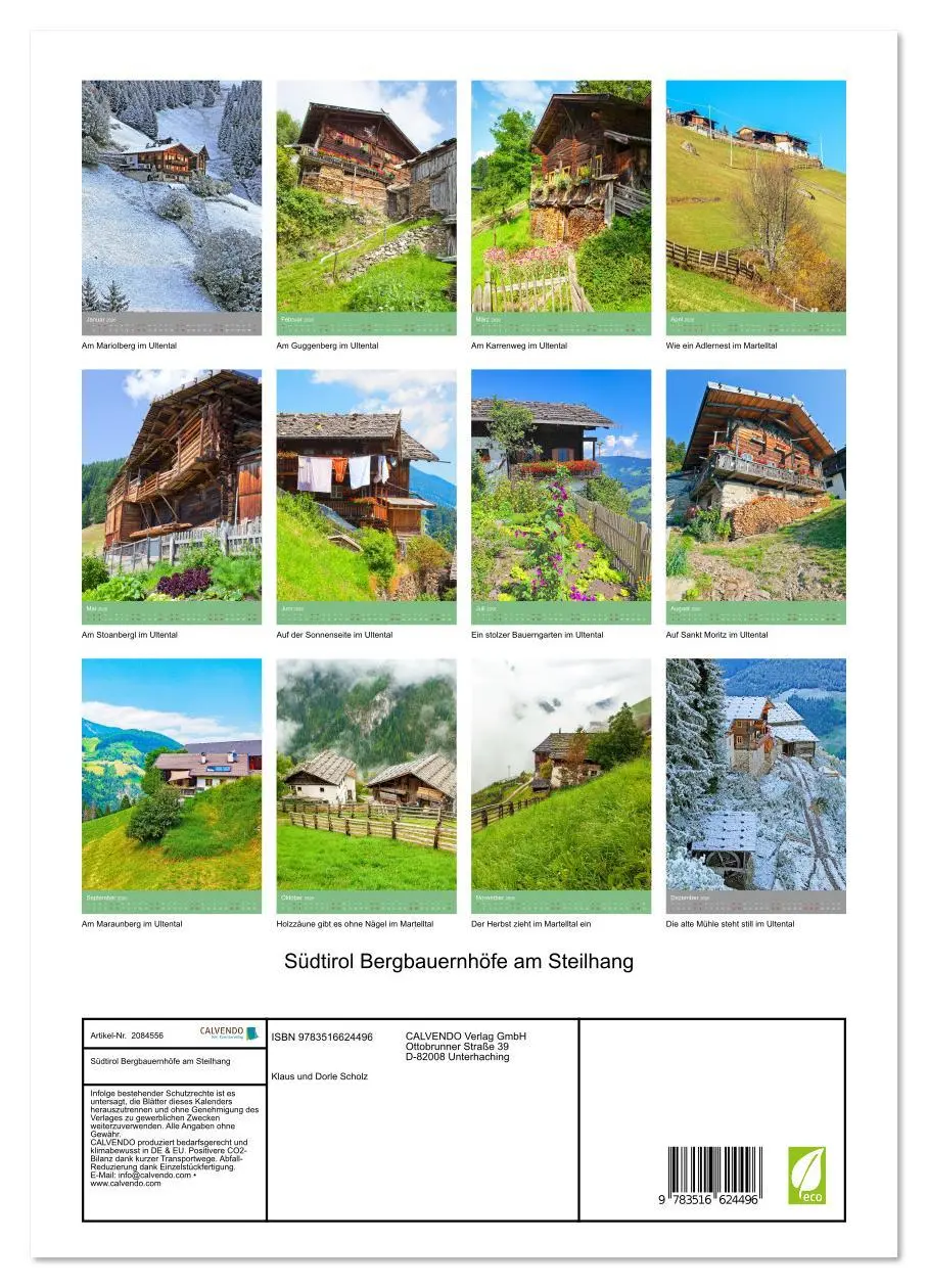 Bild: 9783516624496 | Südtirol Bergbauernhöfe am Steilhang (Wandkalender 2026 DIN A3...