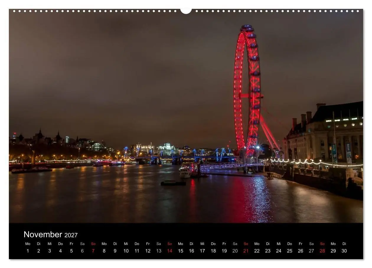 Bild: 9783569884496 | London - Nachts an der Themse (hochwertiger Premium Wandkalender...