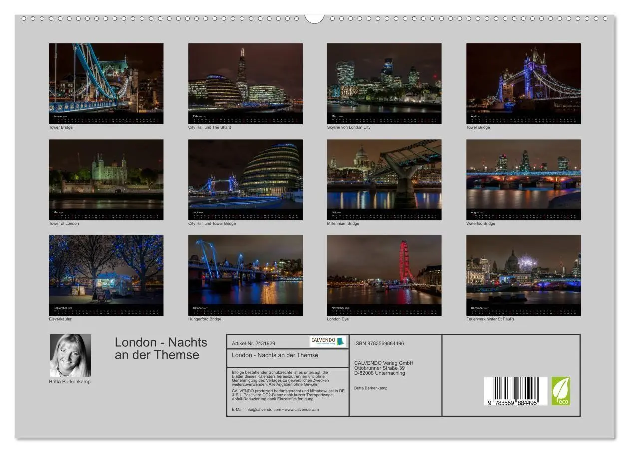 Bild: 9783569884496 | London - Nachts an der Themse (hochwertiger Premium Wandkalender...