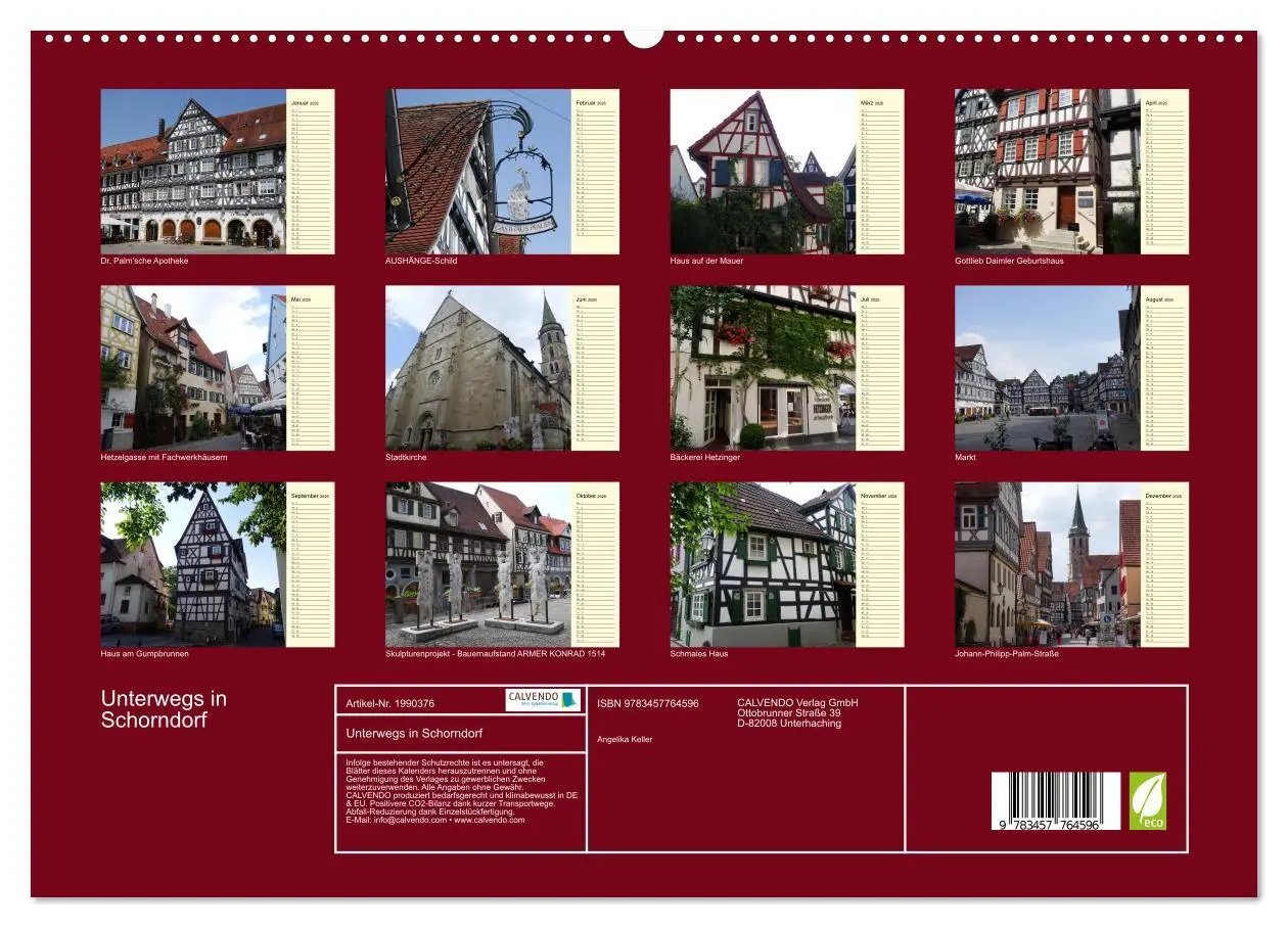 Bild: 9783457764596 | Unterwegs in Schorndorf (hochwertiger Premium Wandkalender 2026 DIN...