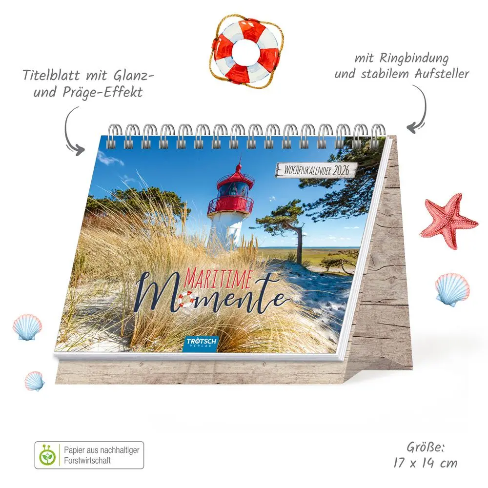 Bild: 9783988024596 | Trötsch Aufstellwochenkalender Maritime Momente 2026 | KG | Kalender