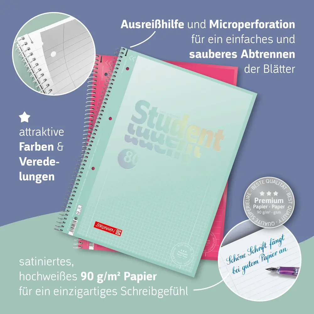 Bild: 4061947154696 | Collegeblock Premium Student Jungle, A4, Lineatur 28, 80 Blatt,...