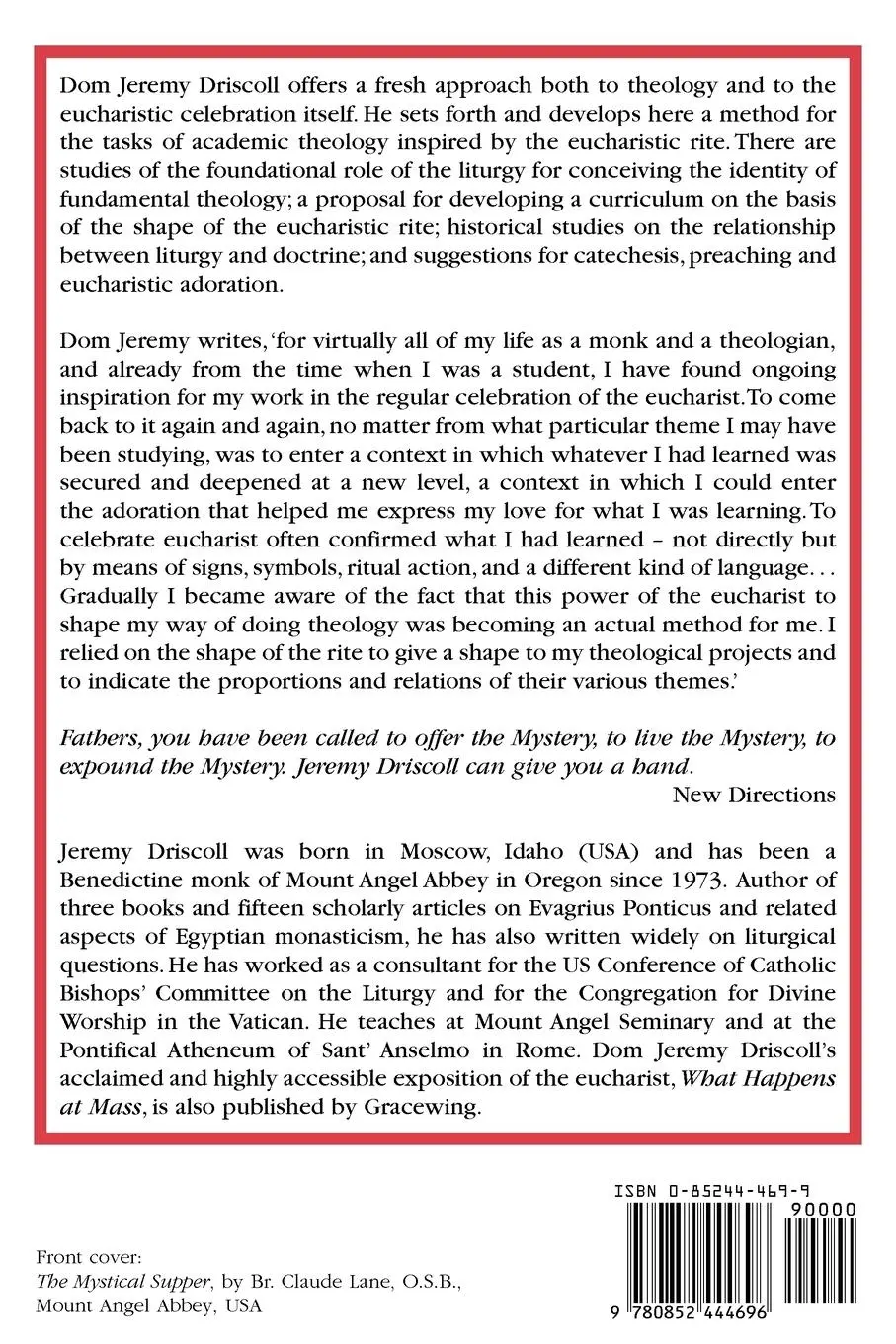 Rückseite: 9780852444696 | Theology at the Eucharistic Table | Jeremy Driscoll | Taschenbuch