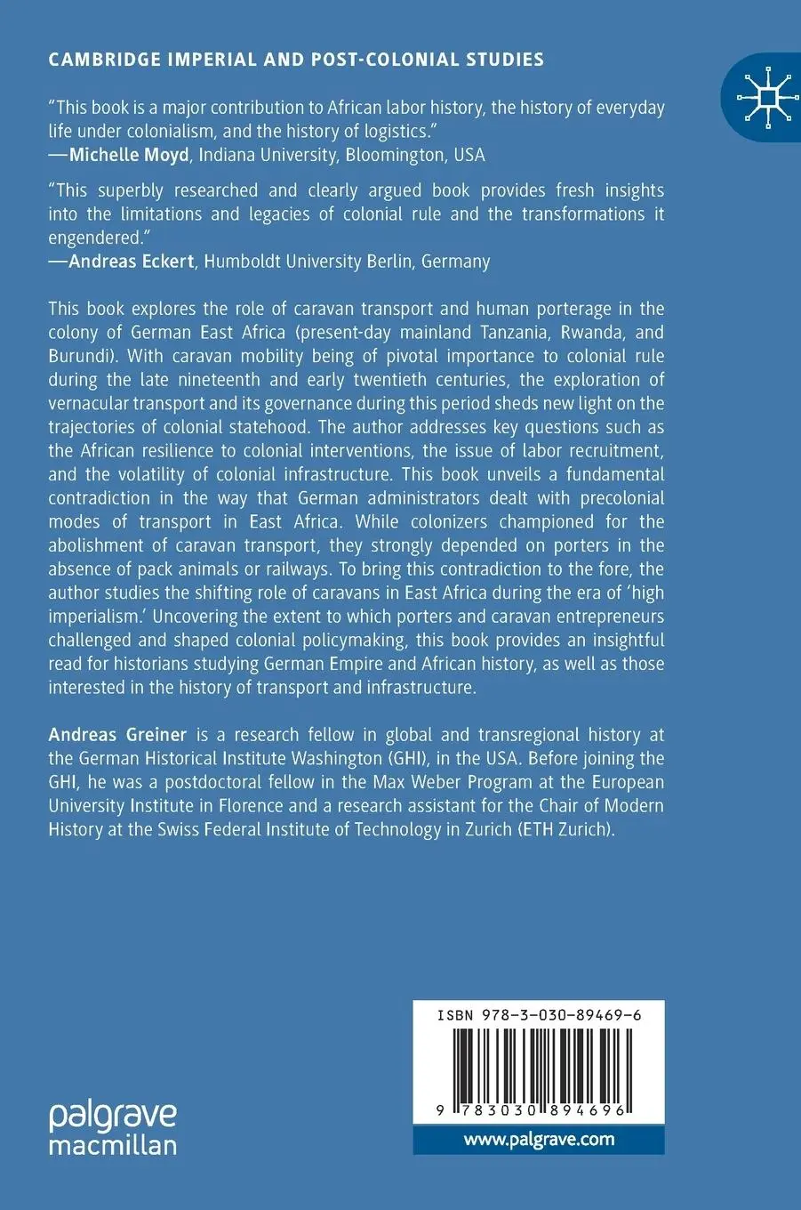 Rückseite: 9783030894696 | Human Porterage and Colonial State Formation in German East Africa,...