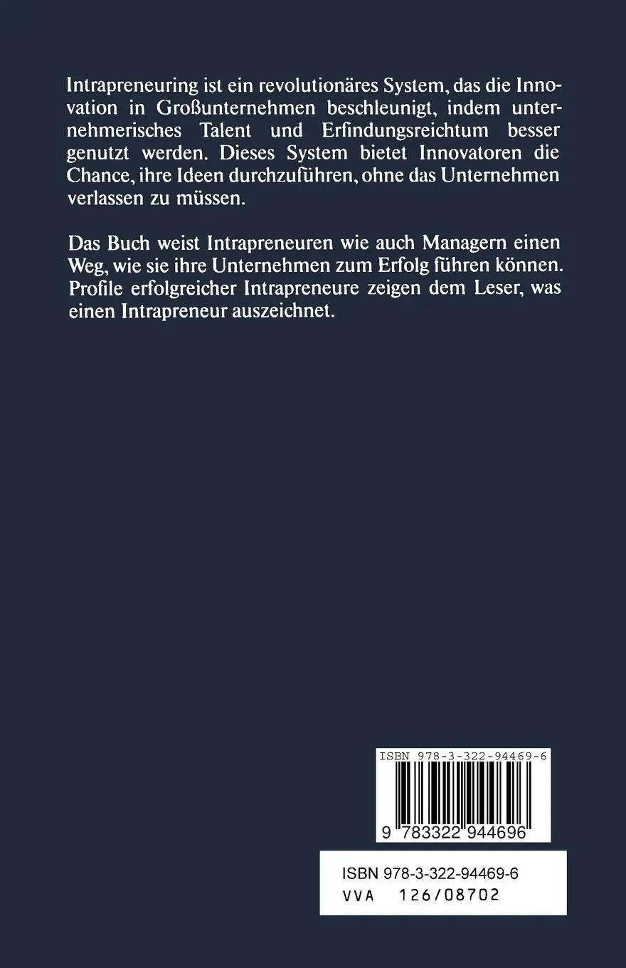 Rückseite: 9783322944696 | Intrapreneuring | Mitarbeiter als Unternehmer | Gifford Pinchot | Buch