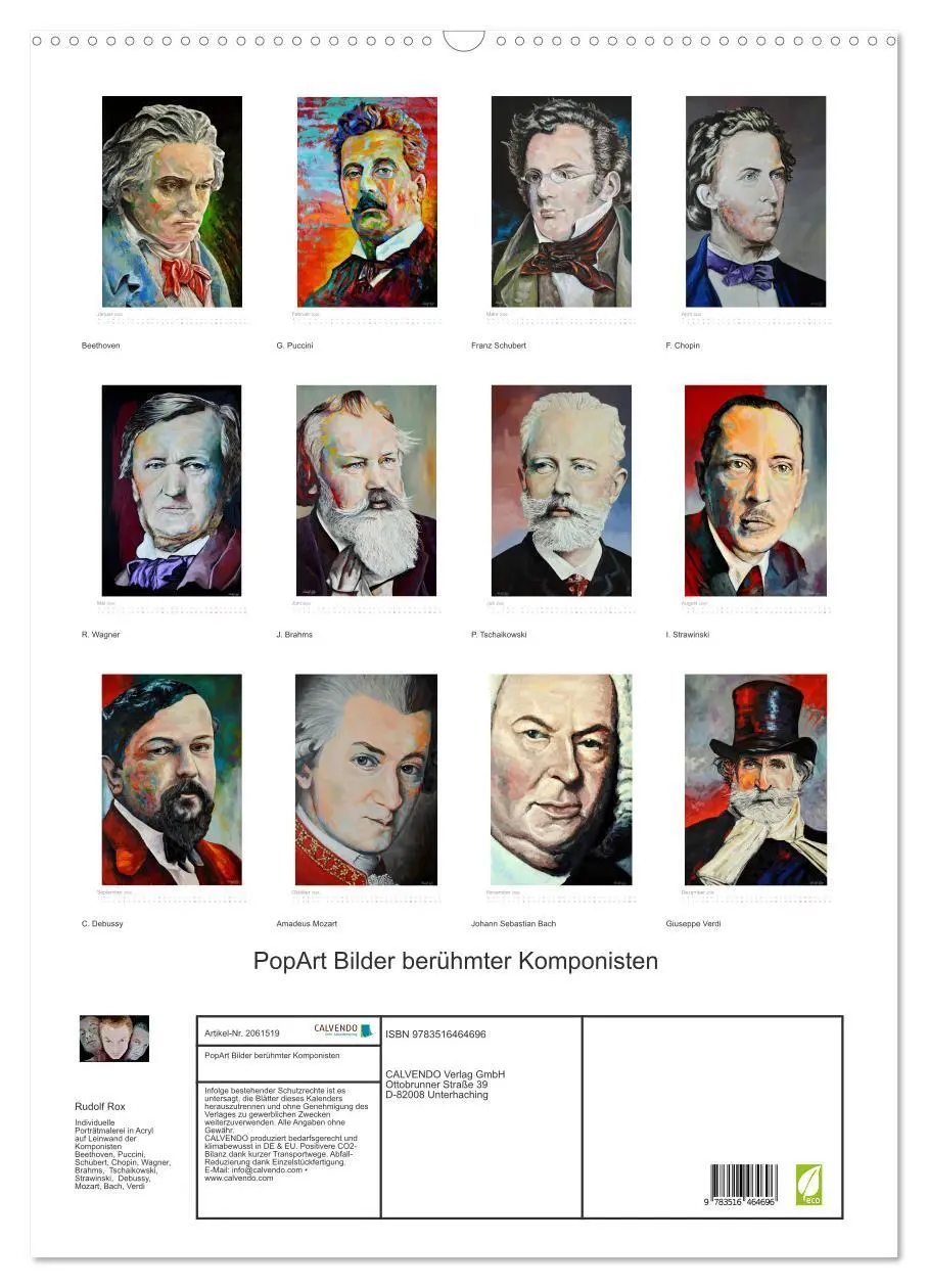 Bild: 9783516464696 | PopArt Bilder berühmter Komponisten (Wandkalender 2026 DIN A2...