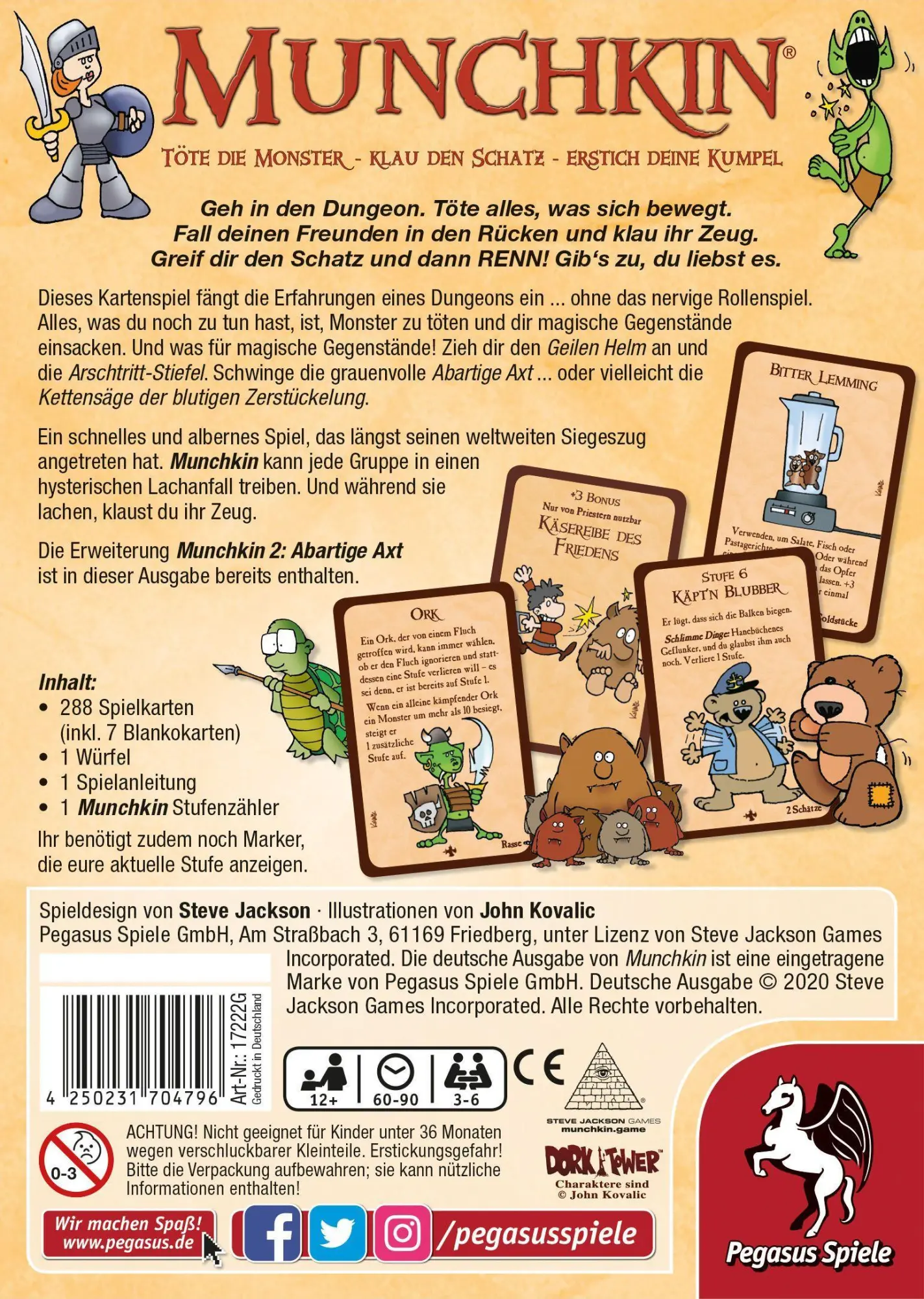 Bild: 4250231704796 | Munchkin 1+2 | Steve Jackson | Spiel | Brettspiel | 17222G | Deutsch