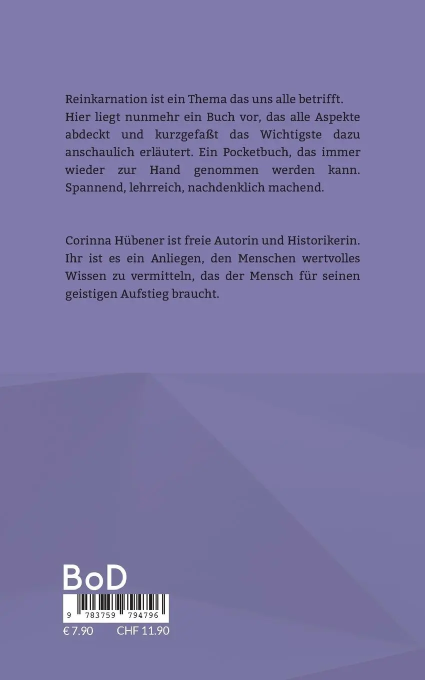 Rückseite: 9783759794796 | Reinkarnation | Corinna Hübener | Taschenbuch | 90 S. | Deutsch | 2024