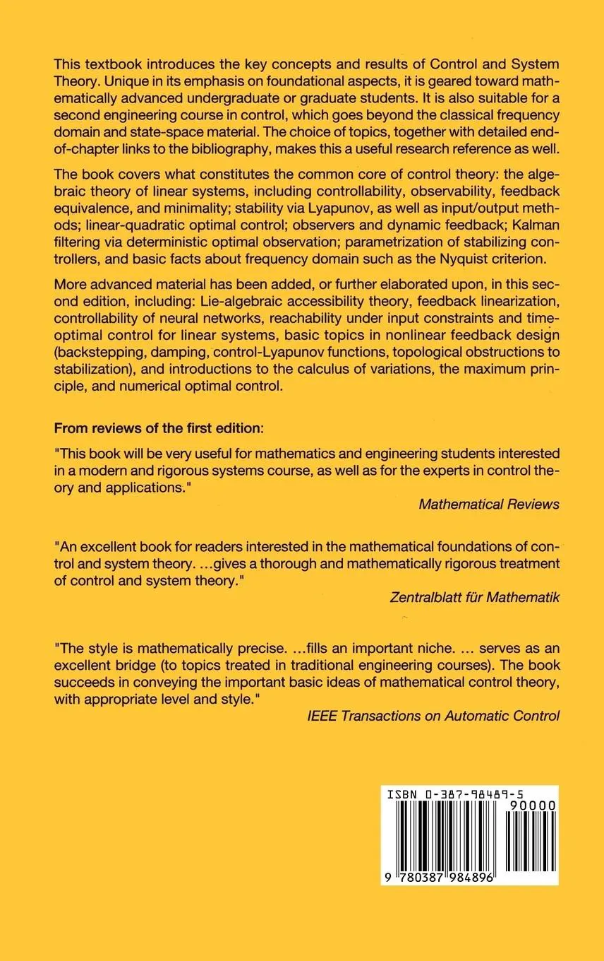 Rückseite: 9780387984896 | Mathematical Control Theory | Deterministic Finite Dimensional Systems