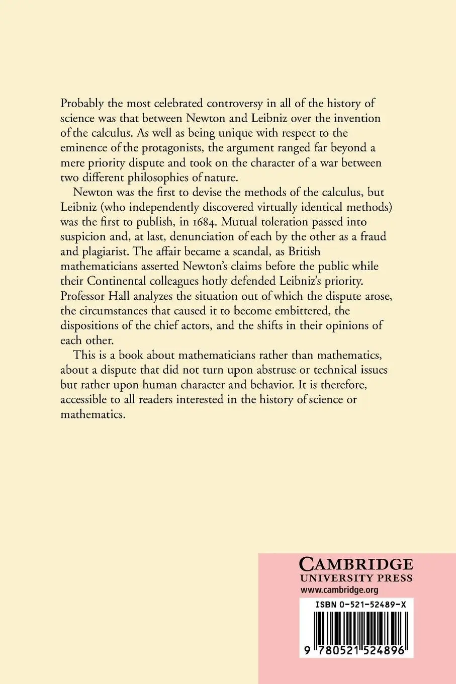 Rückseite: 9780521524896 | Philosophers at War | The Quarrel Between Newton and Leibniz | Buch