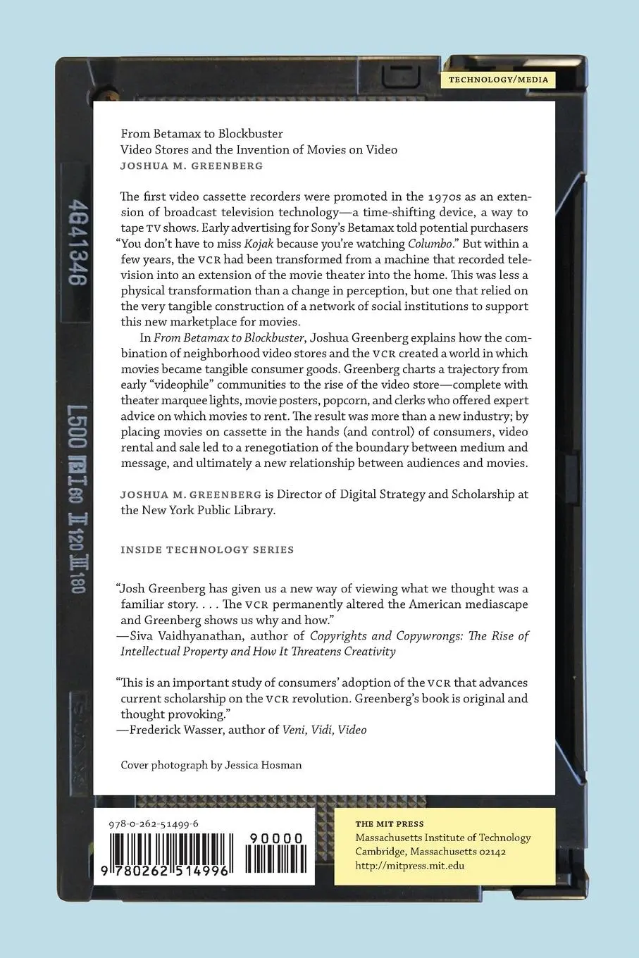 Rückseite: 9780262514996 | From Betamax to Blockbuster | Joshua M. Greenberg | Taschenbuch | 2010