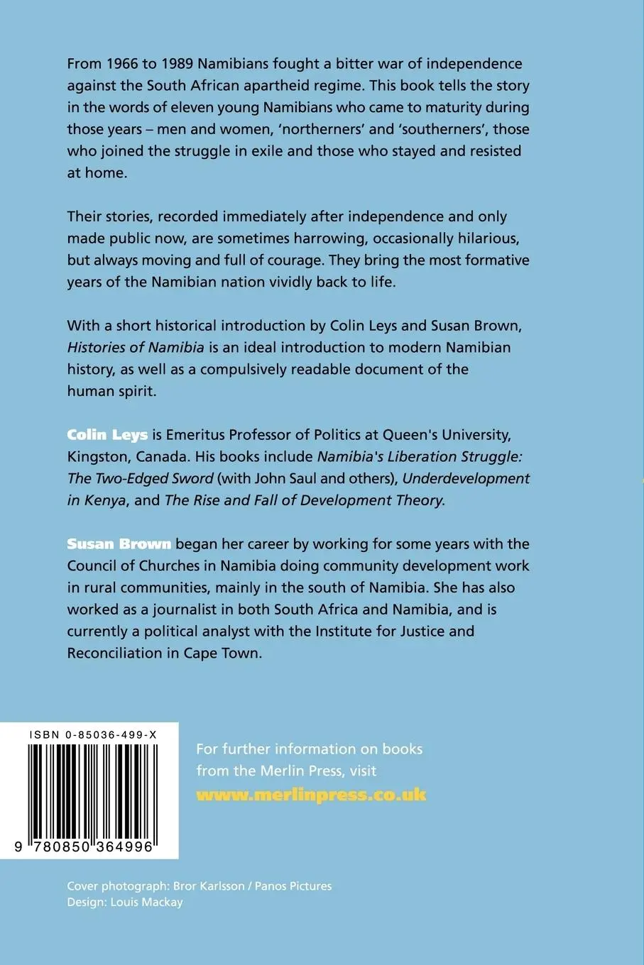 Rückseite: 9780850364996 | Histories of Namibia | Living Through the Liberation Struggle | Buch