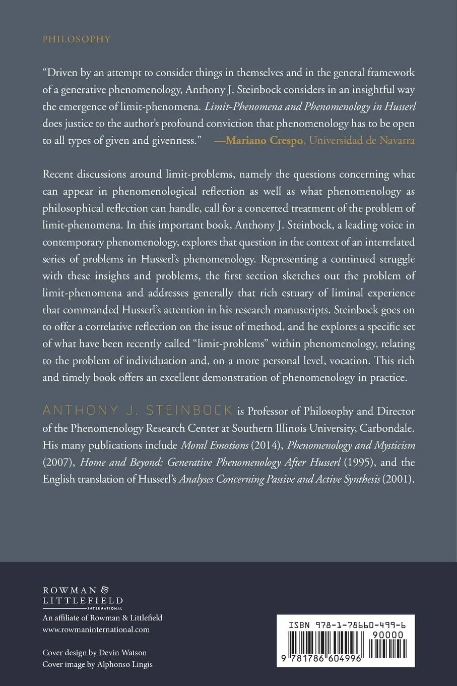 Rückseite: 9781786604996 | Limit-Phenomena and Phenomenology in Husserl | Anthony J. Steinbock