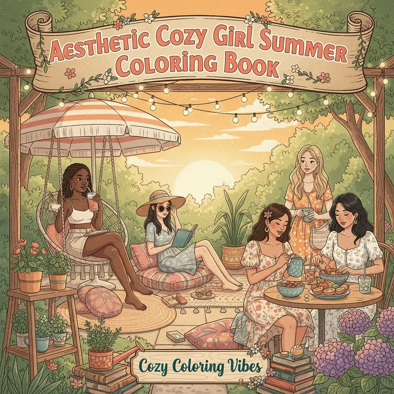 Cover: 9781965964996 | Aesthetic Cozy Girl Summer Coloring Book | Cozy Coloring Vibes | Buch