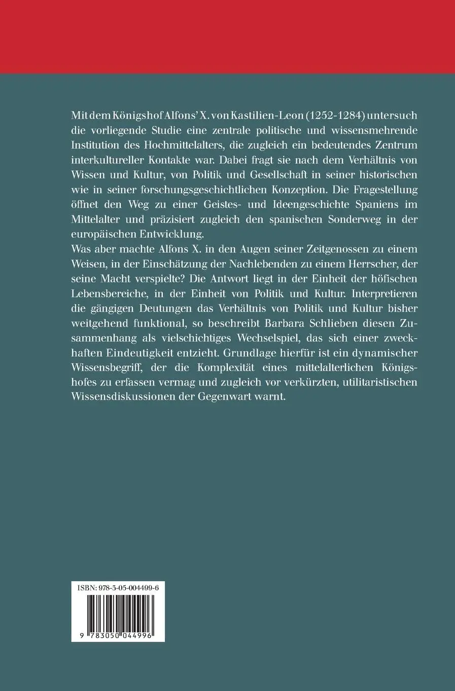 Rückseite: 9783050044996 | Verspielte Macht | Politik und Wissen am Hof Alfons' X. (1252-1284)