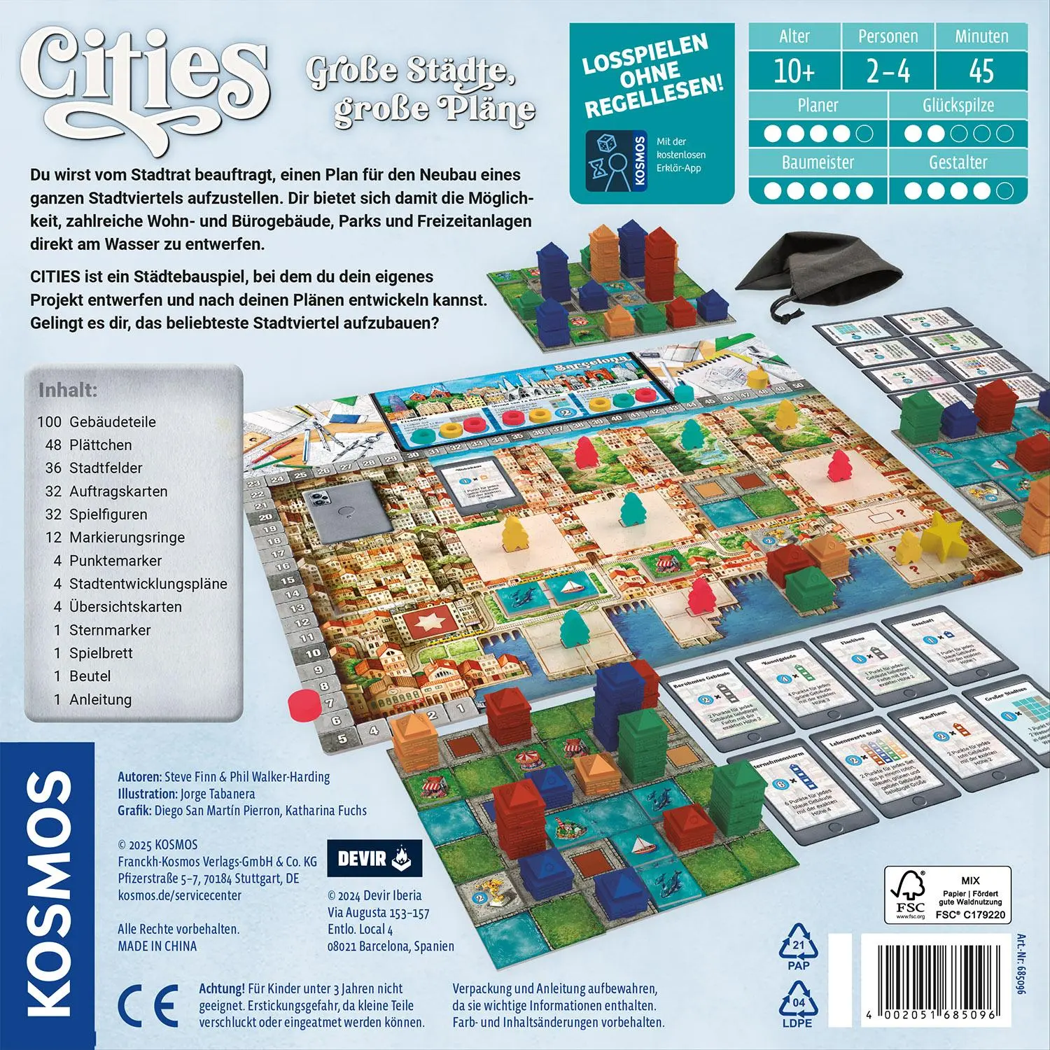 Rückseite: 4002051685096 | Cities | Spiel | Steve Finn Phil Walker-Harding | Spiel | 685096
