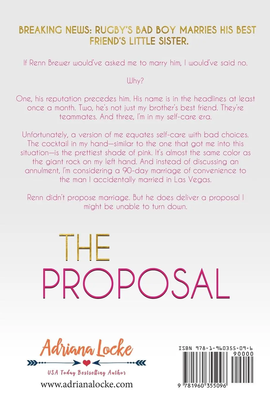 Rückseite: 9781960355096 | The Proposal | Adriana Locke | Taschenbuch | Englisch | 2023
