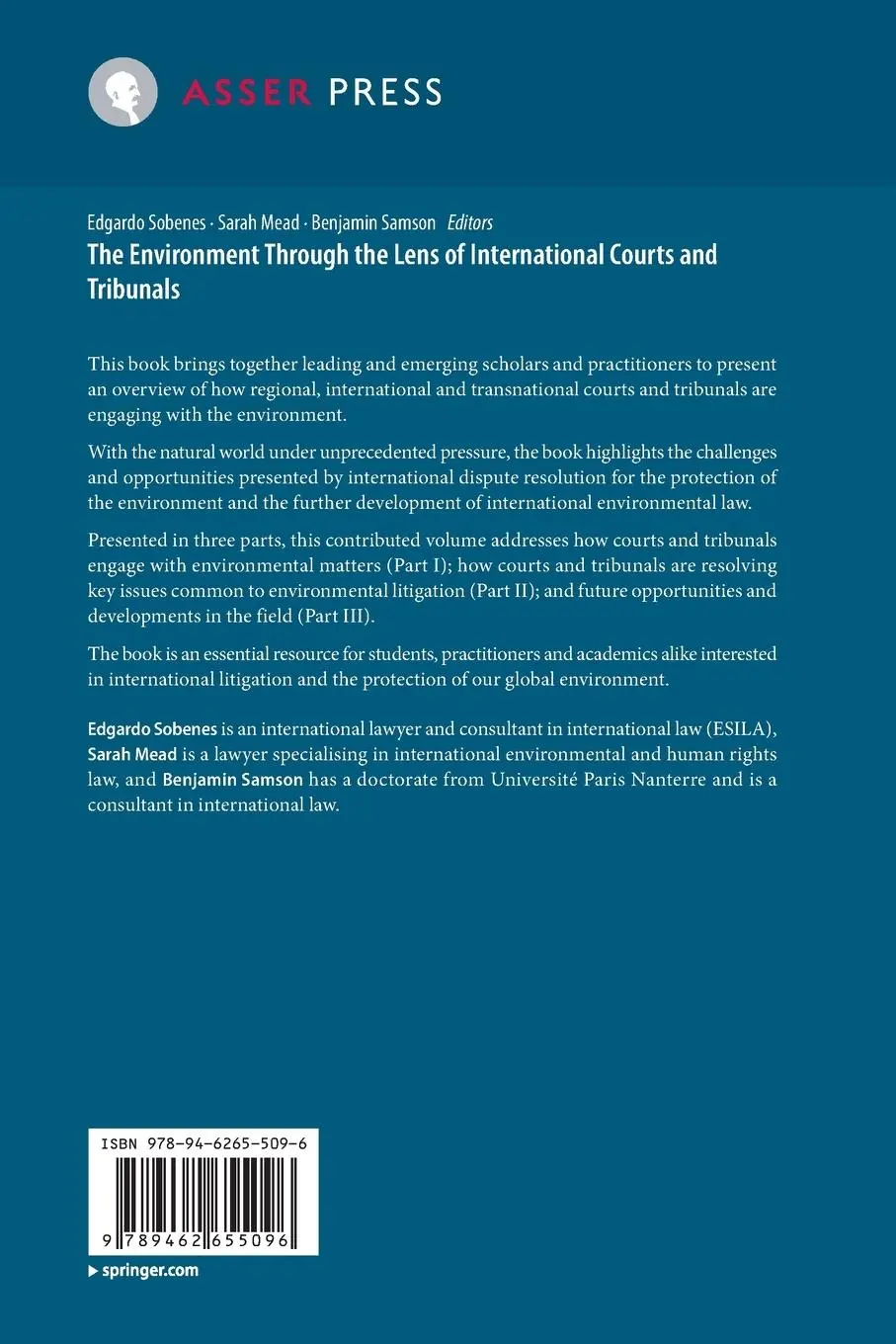 Rückseite: 9789462655096 | The Environment Through the Lens of International Courts and Tribunals