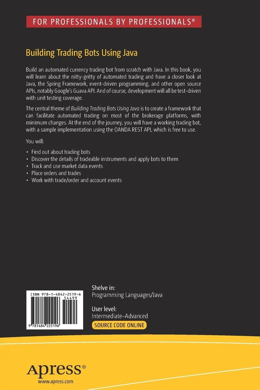 Rückseite: 9781484225196 | Building Trading Bots Using Java | Shekhar Varshney | Taschenbuch