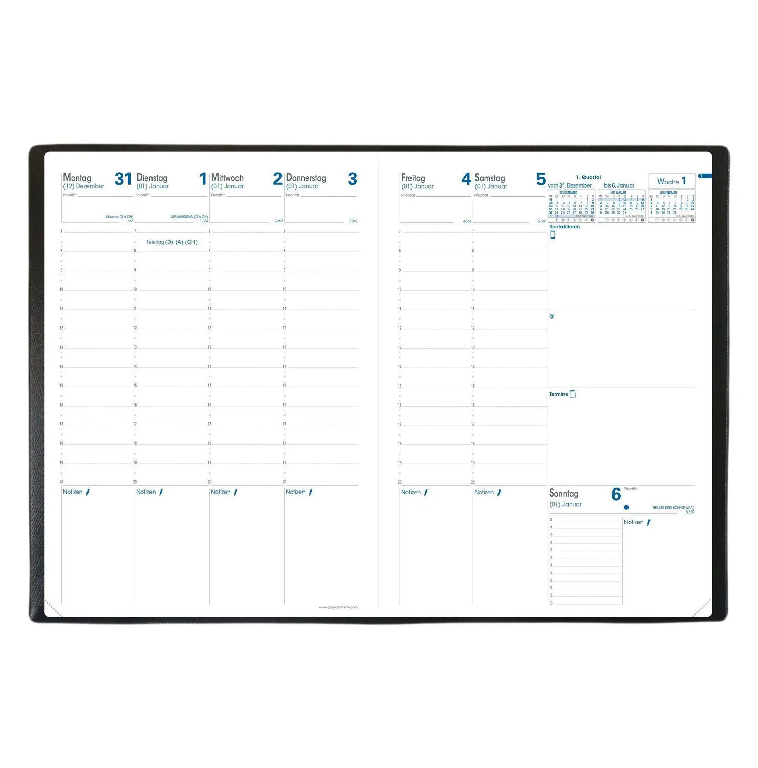 Bild: 3371010125296 | Prenote VZ Club schwarz 2026 | Kalender im Schreibtischformat | Vadis