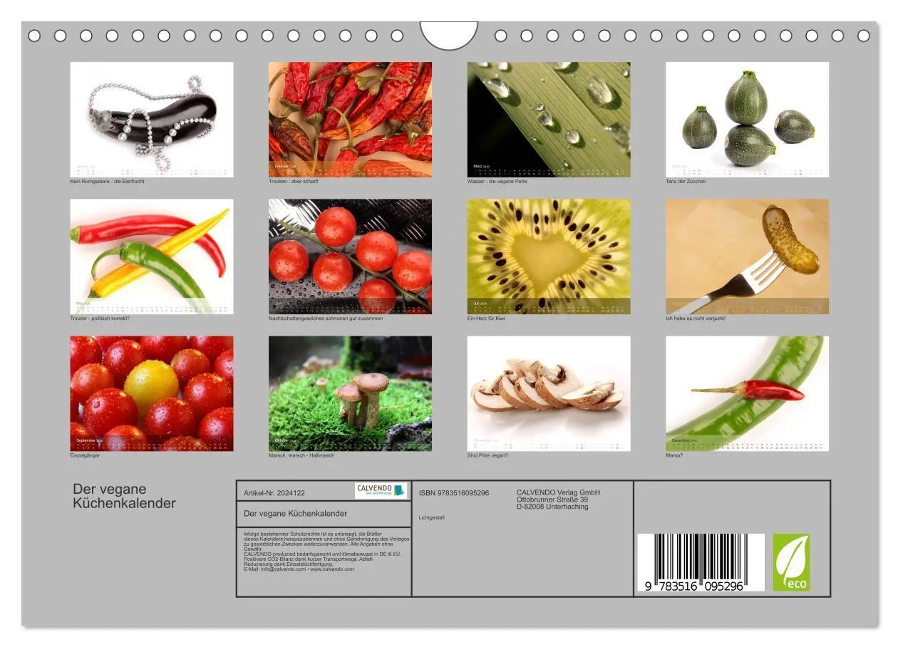 Bild: 9783516095296 | Der vegane Küchenkalender (Wandkalender 2026 DIN A4 quer), CALVENDO...