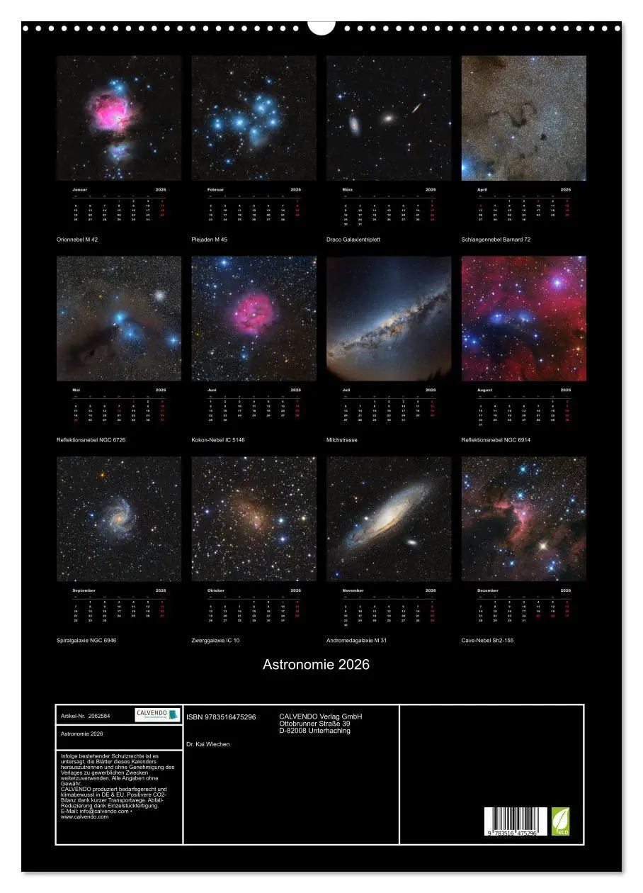 Bild: 9783516475296 | Astronomie 2026 (Wandkalender 2026 DIN A2 hoch), CALVENDO...