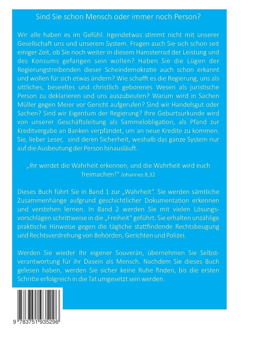 Rückseite: 9783751935296 | Freiheit durch Wahrheit | Band 1 "Wahrheit" | Liechtenstein | Buch