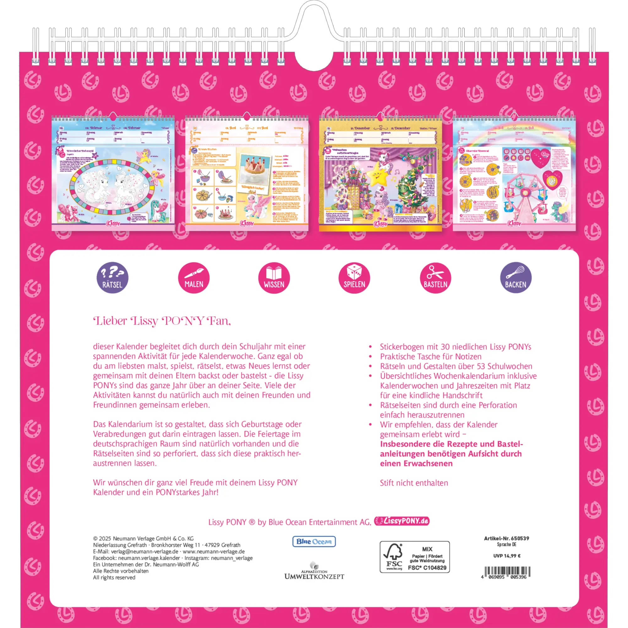 Rückseite: 4069095005396 | Mein traumhafter Lissy Pony Kalender - mit 53 Blättern zum basteln,...