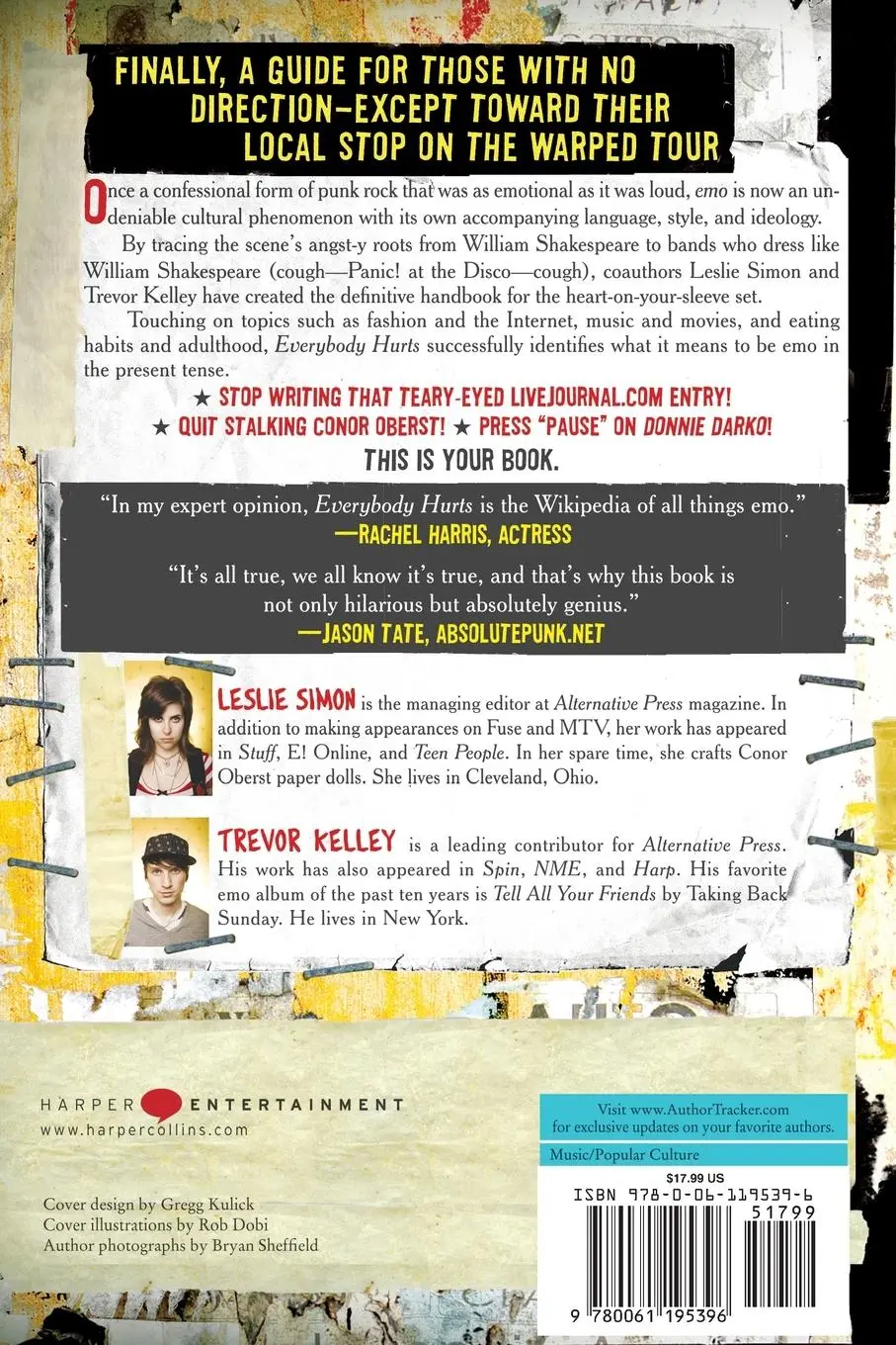 Rückseite: 9780061195396 | Everybody Hurts | An Essential Guide to Emo Culture | Kelley (u. a.)